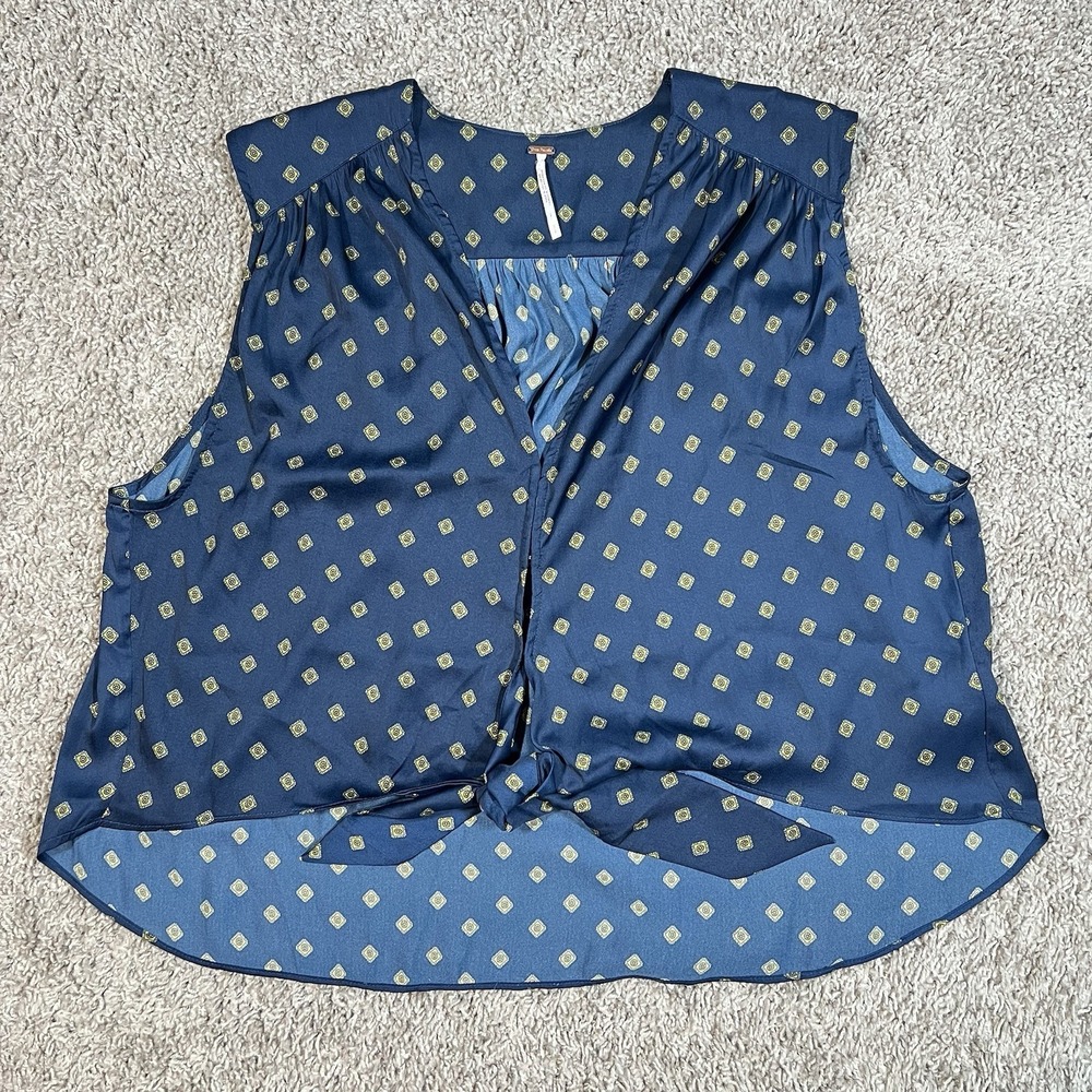 Free People Mornings In Marrakesh Top‎ Women's Small Blue Multi Boho Indie